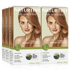 Transform your look with Naturtint’s 8C Copper Blonde, a bright, bold shade that delivers salon-quality results from the comfort of home. Infused with nature’s best ingredients, this permanent hair color provides stunning, long-lasting color while nourishing your hair. Our pioneering formula is up to 92% naturally derived, giving you vibrant, healthy-looking color without harsh chemicals. Free from ammonia, parabens, and heavy metals, Naturtint is kind to your scalp and gentle on your hair, ensu Copper Blonde Hair Color, Copper Blonde Hair, Copper Blonde, Hair Color Chart, Natural Highlights, Light Ash Blonde, Highlights And Lowlights, Gray Coverage, Permanent Hair Color