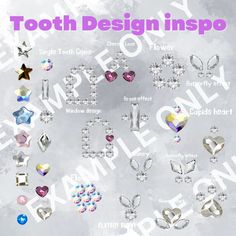 1 sheet tooth gem design insp sheet,  this sheet is Instagram-perfect size, Use this to help inspire your clients.  you can also gain your own inspo  this is a digital product Tooth Gems Chandelier, Tooth Gems Design, Teeth Gens, Teeth Gems Ideas, Tooth Gem Placement, Ig Post Design, Tooth Gems Ideas, Teeth Quotes, Spooky Tooth