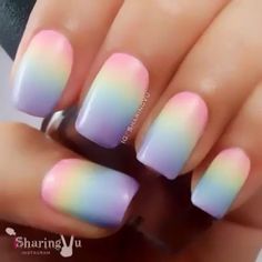 Unicorn Nails Designs, Ombre Nail Art Designs, Rainbow Nail Art, Unghie Sfumate, Unicorn Nails, Ombre Nail Designs, Nail Art Ombre, Easter Nails, Gradient Nails