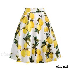 Olivia Mark - Vintage Floral Print Midi Skirt Lemon Skirt, Rockabilly Skirt, 1950s Women, Midi Skirts Style, 50s Pinup, Floral Print Midi Skirt, Retro Skirt, Cocktail Formal, Party Rock