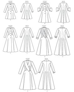 the instructions for how to sew a long coat with an open collar and sleeves