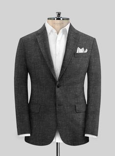 Pursue a style resurgence in sweltering summers by donning our Italian Prato Black Chambray Linen Jacket. First, our jacket is constructed from a pure line cloth that conveys a delicate, supple and breezy feeling with a breathable element and a solid pattern over a black shade. Lastly, with this summer-friendly material, flawless tailoring offers a comfortable, calm posture that will keep you cool and stylish looks enough to satisfy the casual summer gent. 
 
 Look Includes  Italian Prato Black Elegant Black Cotton Blazer, Fitted Linen Outerwear For Semi-formal Occasions, Elegant Cotton Tweed Jacket With Notch Lapel, Elegant Cotton Outerwear With Suit Collar, Elegant Formal Cotton Tweed Jacket, Elegant Cotton Tweed Jacket For Formal Occasions, Elegant Fitted Cotton Tweed Jacket, Semi-formal Long Sleeve Linen Outerwear, Elegant Long Sleeve Cotton Sport Coat