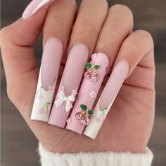 Super Cute And Stylish Ships In 5-10 Business Days Matte Pink Nails, Nagellack Trends, Cherry Nails, Flowers Decoration, Nail Swag