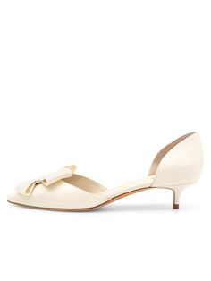 Something Bleu Women’s Cliff d'Orsay Kitten Heel in White Swan Vintage Silk Swan Vintage, Timeless Shoes, Special Occasion Shoes, Closed Toe Heels, White Kittens, White Swan, Evening Shoes, 5 Inch Heels, Perfect Shoes