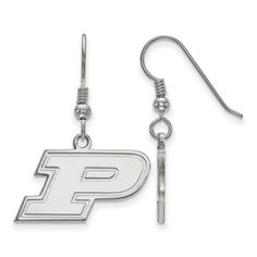 Show your school spirit with these Purdue University earrings. We are a certified Collegiate jewelry retailer and this authentic item is officially licensed. It is also crafted in the USA from Sterling Silver. Initial P, Small Dangle Earrings, Purdue Boilermakers, Medical Jewelry, Black Earrings Dangle, Sports Jewelry, Purdue University, School Jewelry, Bow Jewelry