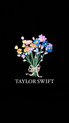 the logo for taylor swift is shown with colorful flowers in it's centerpiece