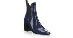 Everyday Booties 8184 Blue Leather High Ankle Heeled Boots, Black 7, Classic Shoes, New Shoes, Patent Leather, Nice Shoes, Chelsea Boots, Kitten Heels, Chelsea