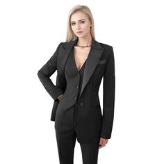 PRICES MAY VARY. Polyester Blend Imported HOT SALE Button closure Dry Clean Only MATERIAL: Black suit for women is made of Polyester fiber fabric & viscose, Comfortable, breathable, softer, smoother. Regular fit cutting design, elegant chic style. makes you look gentle and grace. WASH TIP: Suggest dry-cleaning pant suits for women. Stain areas can be gently wiped with cold water and ironed to keep your black wedding guest dress clean and neat. Not machine washable, Do Not Bleach. Women's Suit Si Blazer Work Outfits For Women, Wedding Pantsuit, Business Casual Suit, Satin Pant, Professional Pants, Casual Outfits For Women, Pant Suits For Women, Tuxedo Women, Womens Suits Business