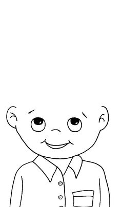 a black and white drawing of a boy with a smile on his face, wearing a school uniform