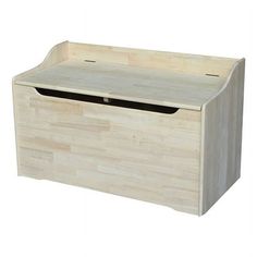 a large wooden box with a lid on it