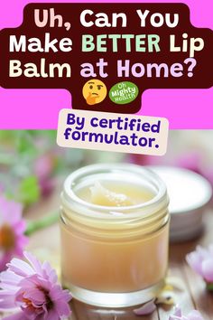 DIY lip balm. Text reads: Uh, can you really make better lip balm at home? By certified formulator. Diy Lip Balm Recipes Vaseline, How To Make Chapstick, Easy Lip Balm Recipe, Homemade Chapstick, Lip Balm At Home, Chapstick Recipe, Easy Lip Balm, Blistex Lip Balm, Homemade Lip Balm Recipe