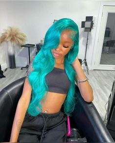 Blue Lace Front Wig, Wig Styling, Blue Wig, Wig Human Hair, Hot Hair Styles, Colored Wigs