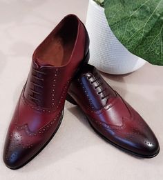 Burgundy Red Wedding, Burgundy Red Dress, Red Dress Shoes, Mens Business Casual Shoes, Red Wedding Shoes, Men's Wedding Shoes, Wingtip Oxford Shoes, Dress Shoes For Men, Brogues Men