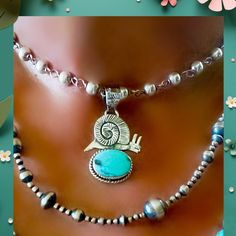 🐌🐌How adorable is this Southwestern Turquoise Sterling Silver Snail Shaped Pendant with a Large Bail?🐌 🐌🐌Gorgeous Kingman turquoise stone and silver work in this handmade pendant🐌 Bail can accommodate up to a 7 mm chain or string of Navajo pearls and this super cute pendant measures about 1 5/8" long🐌Pendant only 🐌🐌The spiritual meaning of the snail is one of determination, patience, balance, and negotiation🐌She is happy to step out of her comfort zone on her own terms and yet retreats into her shell at the drop of a hatShe will keep on moving no matter what, and it is at quite a speed for her size🐌🐌 Handmade Turquoise Spiral Jewelry, Unique Spiral Turquoise Jewelry, Handmade Spiral Turquoise Jewelry, Whimsical Snail, Turquoise Jewelry Necklace, Keep On Moving, Pendant Bail, Navajo Pearls, Reno Nv