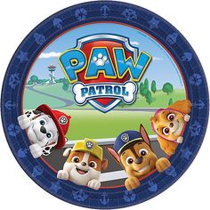 a paper plate with paw patrol characters on it