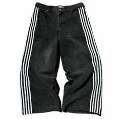 Streetwear Jeans Hip Hop Striped Baggy Jeans Black Pants Men Women New Punk Rock  | eBay Rock Pants Men, Fit Inspo Baggy Clothes Men Streetwear, Baggy Clothes Outfit Men, Modern Punk Fashion, Streetwear Jeans Men, Black Jeans Baggy, Thrift Shop Outfit, Baggy Jeans Black, Baggy Jeans Men