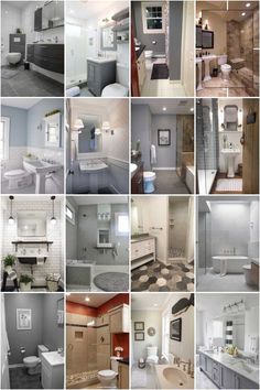 a series of photos showing different types of bathrooms