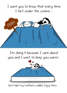 a comic strip with an image of a person laying on top of a bed and another cartoon