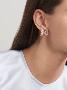 ANANYA Scatter 18-karat rose gold diamond earrings | NET-A-PORTER Ananya Jewellery, Opulent Earrings, Rose Gold Diamond Earrings, Rose Diamond, The Bling Ring, Flat Dress Shoes, Luxe Jewelry, Earrings Design, Diamond Glitter