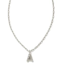 Personalize your everyday look with the Crystal Letter A Silver Short Pendant Necklace in White Crystal. Whether you’re rocking your initial or a loved one’s, this sentimental layer is one you’ll keep coming back to again and again Steve Madden Mules, Short Pendant Necklace, Eyewear Kids, Silver Shorts, Off Shoulder Dresses, Letter Pendant Necklace, Jumpsuit Shorts Rompers, Letter A, Letter Pendants