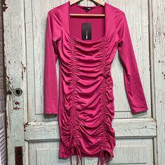 Date Night Mini Dress. New With Tags Ruched Dress In Pretty Raspberry Hot Pink Color. Pink Ruched Mini Dress For Fall, Night Mini Dress, Dresses Ladies, Hot Pink Color, Fashion Nova Dresses, Ruched Dress, Ladies Fashion, Pink Color, Fashion Nova