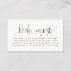 a white business card with the words look request written in gold foil on top of it