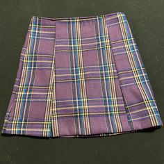 Purple Plaid With Some Blue And Green Never Wore Didn’t Fit Me Trying To Get My Money Back So I Need It Gone Asap Has Built In Shorts Purple Summer School Skirt, Summer School Purple Skirt, Purple Summer Skirt For School, Purple Fitted High Waist Mini Skirt, High Waist Purple Lined Skirt, Fitted High Waist Purple Mini Skirt, High Waist Purple Casual Skirt, High Waist Casual Purple Skirt, Casual High Waist Purple Skirt