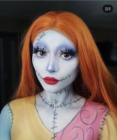 Sally Halloween Costume, Sally Makeup, Most Creative Halloween Costumes, Halloween Costumes 2022, Handmade Halloween Costumes, Sally Costume, Cute Halloween Makeup, Sally Nightmare Before Christmas, Unicorn Makeup