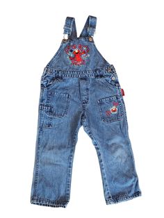 Vintage 2004 Sesame Street Elmo Girls 4T Jean Pants Overalls. Has an embroidered Elmo with flowers on chest and also left pocket Has functional pockets Adjustable straps Material: 100% Cotton Size: 4T Measurements Taken Laying Flat: double where necessary) Also noted in pictures Length: 31" Inseam: 14" Leg hole opening: 5.75" **Waist: 13.75" Made In: China Condition:  Good used vintage condition.  No holes, stains, thinning, missing buttons *Please examine all photos and ask questions before buy Elmo Overalls, Birthday Overalls, Sesame Street Elmo, Pants Overalls, Elmo Birthday, Girls Overalls, Jean Pants, Jean Overalls, Size 4t