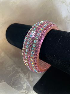 Sassy Pink Swarovski Crystals Bangle Bracelet - Etsy Pink Crystal Bracelet With Rhinestones, Pink Crystal Bracelets For Party, Pink Crystal Bracelet With Sparkling Stones For Party, Dazzling Crystal Bracelets With Rhinestones, Dazzling Rhinestone Crystal Bracelets, Crystal Bangle Bracelets With Rhinestones, Dazzling Crystal Bracelet With Rhinestones As Gift, Dazzling Rhinestone Crystal Bracelet Gift, Sparkling Crystal Bangle Bracelets