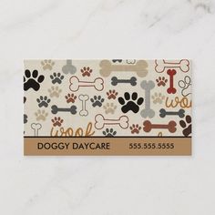 a business card with dog paw prints and the words furry friends sitting on it's side