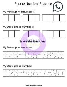 the worksheet for phone number practice