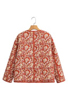 Goodnight Macaroon 'Stella' Floral Print Quilted Light Jacket Long Sleeves Bust Measurements: S - Bust 114cm, Length 63cm M - Bust 118cm, Length 64cm L - Bust 124cm, Length 65.5cm Machine cold and gentle cycle or hand wash cold Lay flat to dry Do not tumble dry Do not iron If you are unsure or need assistance selecting the proper size or color, please contact our Customer Services team and they'll be more than happy to help. Orange Floral Print Outerwear For Fall, Winter Floral Print Long Sleeve Blazer, Winter Long Sleeve Floral Blazer, Red Floral Print Winter Outerwear, Winter Red Floral Print Outerwear, Fall Floral Print Outerwear With Stand Collar, Red Contrast Color, Layering Design, Autumn Essentials