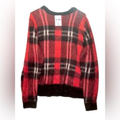 Plaid Sweater In Vibrant Shades Of Red/Black. Great For Holidays. Size 2x. Brand New/Tags. 100% Acrylic Hand Wash Cold Red Forever 21 Crew Neck Top, Forever 21 Red Crew Neck Top, Forever 21 Red Fall Tops, Forever 21 Red Tops For Fall, Plaid Sweater, Holiday Red, Forever 21 Sweater, Red And Black Plaid, Black Plaid