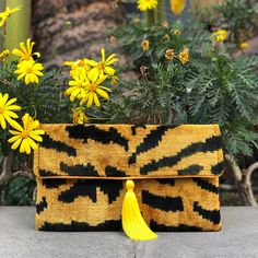 Ikat Clutch Bag Acireale with Tassel Silk Velvet Fabric, Velvet Clutch, Silk Ikat, Pink Tassel, Ikat Fabric, Product Pictures, Silk Velvet, Women Accessories Bags, Clutch Handbag