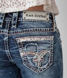 Rock Revival Jeans Women, Tough Style, Rock Jeans, Jeans Pocket, Cowgirl Jeans, Bling Jeans, American Eagle Outfits, Comfort Clothes, Star Vintage