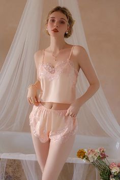 Silky Lace Pajamas, Honeymoon Night Wear Romantic, Honeymoon Night Wear, Honeymoon Outfits Night, Mina Lee, Anna Mcnulty, Night Wear Dress, Lace Halter Top, Sleepwear Fashion