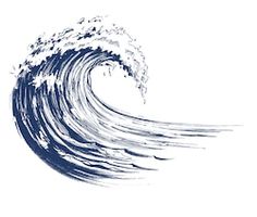 an ink drawing of a wave in the ocean