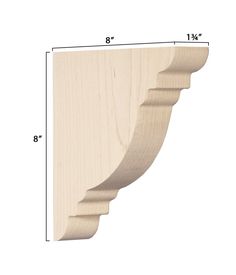 the unfinished wood corbge is shown with measurements