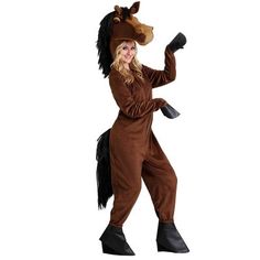 a woman in a horse costume is posing for the camera with her hand on her hip