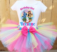 Girls Lilo Birthday Tutu Outfit Stitch Birthday Outfit, Stitch Birthday Shirt, Lilo And Stitch 3, Lilo And Stitch Birthday, Stitch Birthday, 1st Birthday Tutu, Heat Press Designs, Personalized Birthday Shirts, Birthday Tutu Outfit