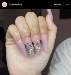 Pink Butterfly Nails, Acrylic Nail Designs Classy, Butterfly Nail Designs, Butterfly Nails, Spring Acrylic Nails, Classy Nail Designs, Butterfly Nail Art, Matte Nails Design, Vibrant Nails