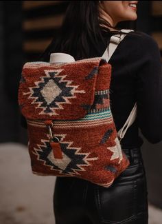 Our fav weekender duffel patterns now in backpacks! Featuring adjustable straps,handle, clasp closure, & 2 small open pockets Dimensions 14”x11.5”x4.5” Flannel Sweatshirt, Puzzle Jewelry, Cocktail Mix, Graphic Tee Dress, Dangle Necklaces, Granola Girl, Top Graphic Tees, Aztec Print, Blue Cream