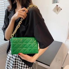 Kamel Women's Handbag Chunky Chain Quilted Leather | Ultrasellershoes.com �– Ultra Seller Shoes Trendy Green Rectangular Phone Bag, Trendy Green Square Phone Bag, Trendy Crossbody Phone Bag With Chain Strap, Trendy Green Phone Bag With Detachable Strap, Trendy Everyday Phone Bag, Main Theme, Chain Crossbody Bag, Womens Purses, Quilted Leather