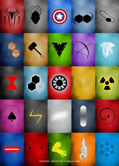 the avengers symbols are all different colors