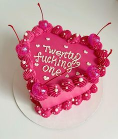 21st Birthday Cake For Girls, 21st Bday Cake, Birthday Cakes For Girls, Cakes For Girls, Heart Birthday Cake, 22nd Birthday Cakes, 21st Birthday Girl, Cake Heart