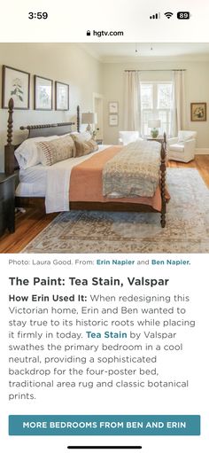 a bed room with a neatly made bed next to a window and a painting on the wall