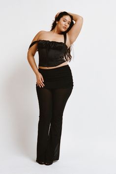 Introducing the Agnes in Black. This satin number is boned around the bodice with a loose bust and adjustable front tie drawstring, for a busty lift. Runs small, size up. Please refer to the flat lay image for product accuracy. Black Fitted Ruched Corset, Black Ruched Tube Top For Night Out, Black Tops With Drawstring For Night Out, Black Ruched Crop Top For Party, Black Corset With Built-in Bra For Date Night, Black Bottoms With Boning For Night Out, Corset Black, Flat Lay, Bodice