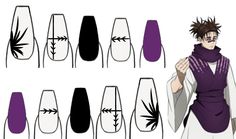 Choso Jjk Nails, Jujutsu Kaisen Nails Design, Jjk Nails Designs, Jjk Design, Jujutsu Kaisen Nails, Jjk Nails, Uñas Ideas