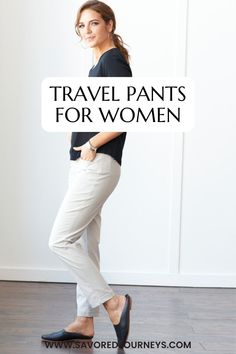 Elevate your travel wardrobe with our selection of the best travel pants for women! These versatile styles offer comfort and chic designs, making them perfect for any adventure or destination. Casual Winter Pants For Women, Comfortable Pants For Women, Over 50 Travel Outfits, Travel Clothing For Women Over 50, Wrinkle Free Travel Clothes For Women, Women’s Pants, Womens Travel Outfits, Best Travel Pants For Women